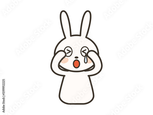 涙を流して泣くかわいいうさぎの上半身イラスト