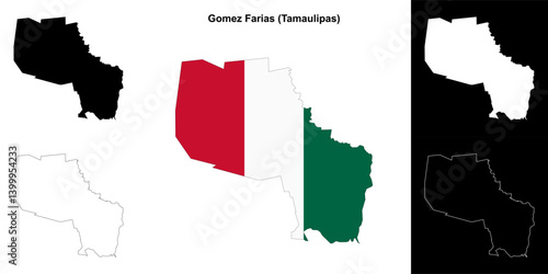 Gomez Farias municipality (Tamaulipas) outline map set