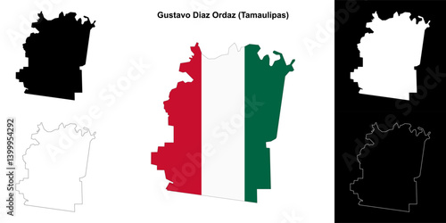 Gustavo Diaz Ordaz municipality (Tamaulipas) outline map set