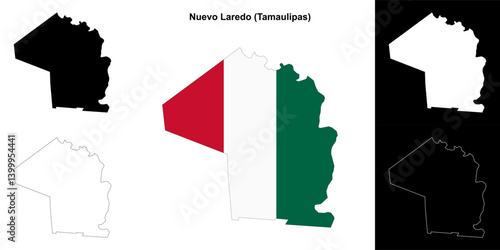 Nuevo Laredo municipality (Tamaulipas) outline map set