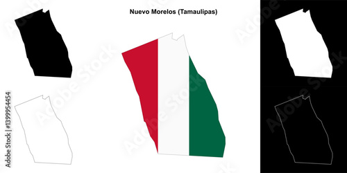Nuevo Morelos municipality (Tamaulipas) outline map set