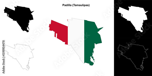 Padilla municipality (Tamaulipas) outline map set