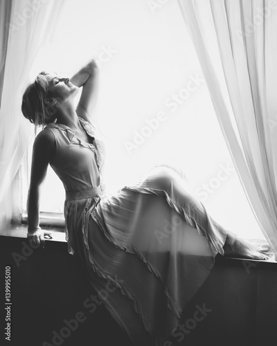 Young woman in white dress