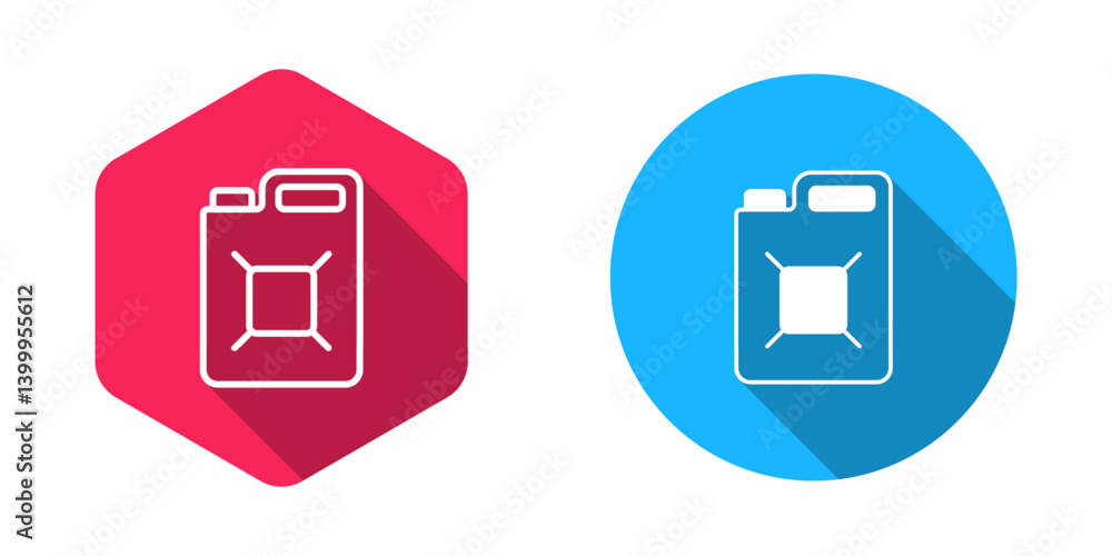 Filled and outline Canister for gasoline icon isolated with long shadow background. Diesel gas icon. Vector Filled and outline Canister for gasoline icon isolated with long shadow background. Diesel gas icon. Vector