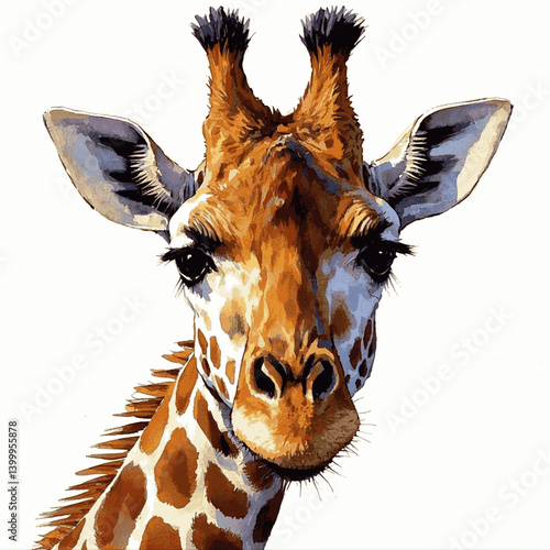 Savanna strokes giraffe isolated watercolor vector illustration svg     