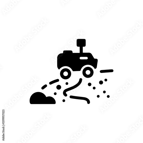 Miniature Rover Following Path on Dusty Terrain