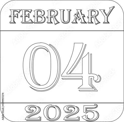 February 2025 calendar line art icon .Agenda plan, feb month schedule calendar and Time planner.Meeting appointment time.Calendar Event schedule date.calendar date icon on white background.