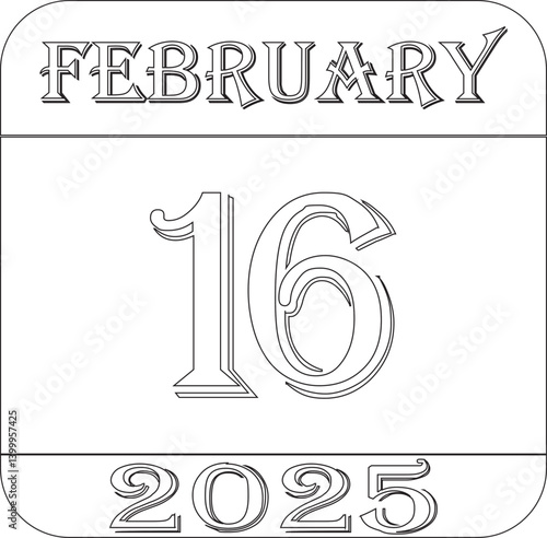 February 2025 calendar line art icon .Agenda plan, feb month schedule calendar and Time planner.Meeting appointment time.Calendar Event schedule date.calendar date icon on white background.