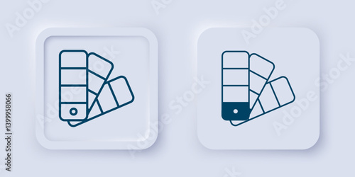 Filled and outline Color palette guide icon isolated on grey background. Square button. Vector