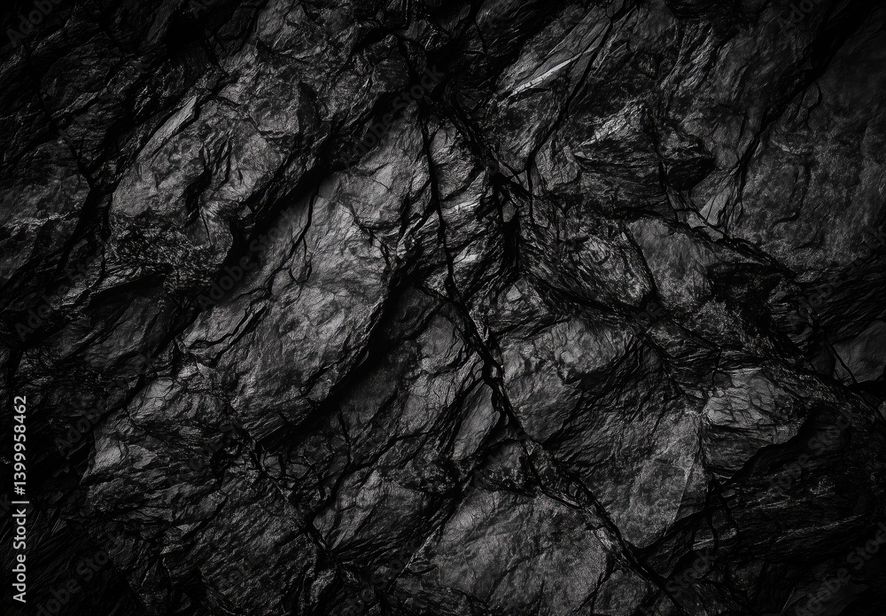 Fototapeta premium Dark Textured Rocks with Intricate Patterns Capturing Shadows and Light