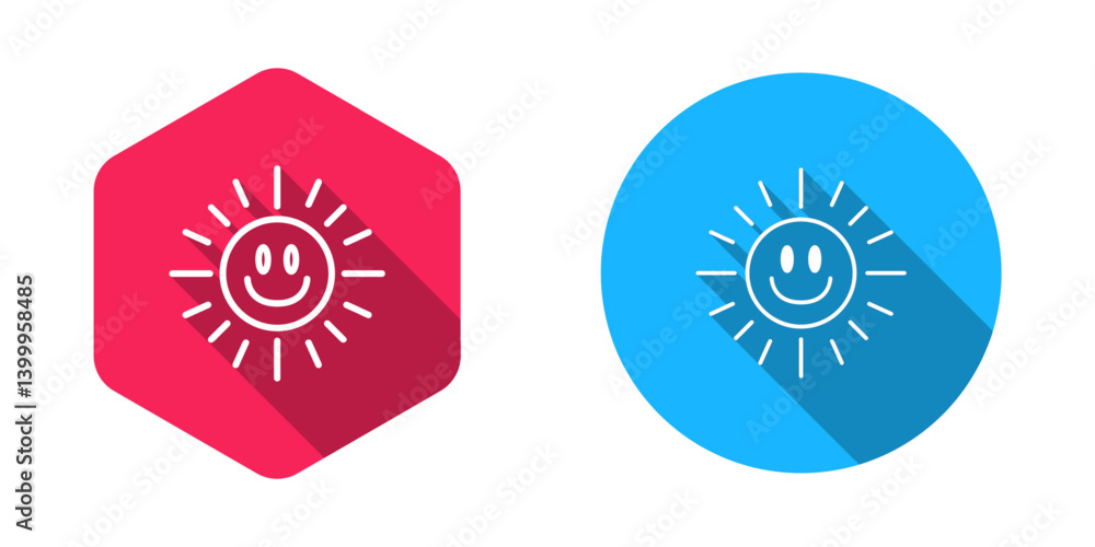 Filled and outline Sun icon isolated with long shadow background. Vector Filled and outline Sun icon isolated with long shadow background. Vector