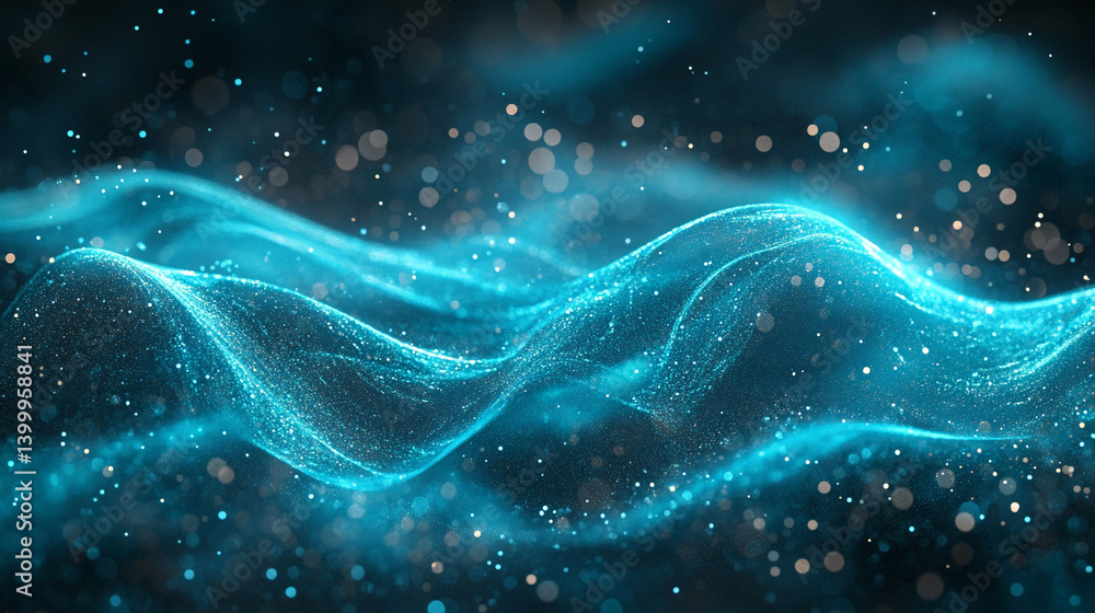 Teal Fluid Twisting Holographic Abst Glowing Ribbons Teal Fluid Twisting Holographic Abst Glowing Ribbons