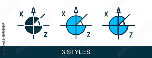 Filled outline Trigonometric circle icon isolated on white background. Vector