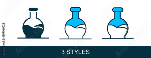 Filled outline Test tube and flask chemical laboratory test icon isolated on white background. Laboratory glassware sign. Vector