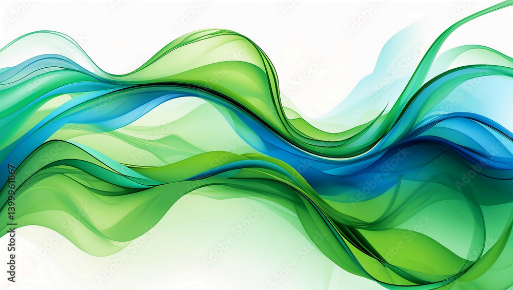Flowing abstract design of green and blue tones Flowing abstract design of green and blue tones