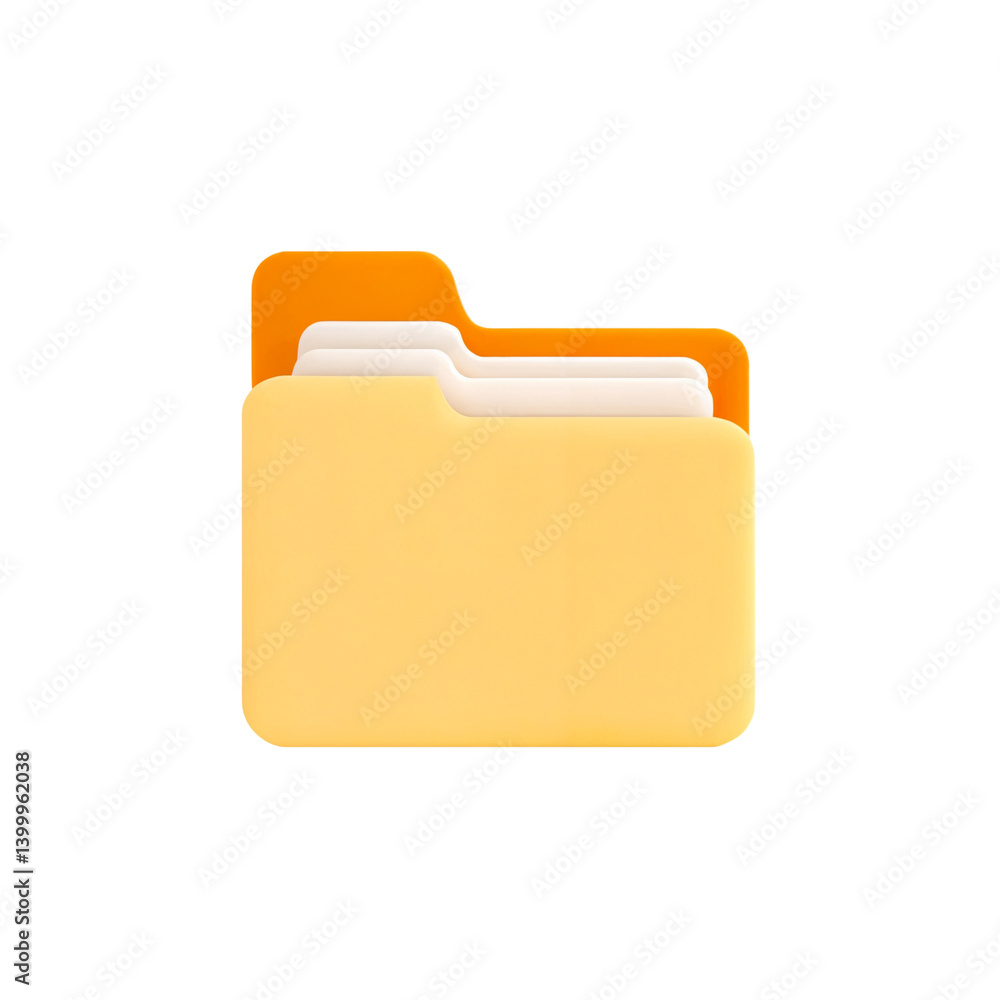 Bright Orange Folder – Plastic Cartoon Icon Symbolizing Documents Bright Orange Folder – Plastic Cartoon Icon Symbolizing Documents