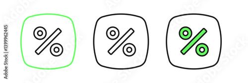Set line Discount percent tag icon isolated on white background. Shopping tag sign. Special offer sign. Discount coupons symbol. Vector