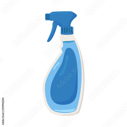 Vector illustration of window cleaner isolated on white background. Logo or icon with items for cleaning and house cleaning.