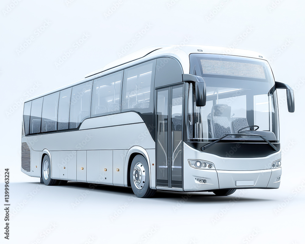high-quality image of modern passenger bus isolated on white background showcasing sleek design and details