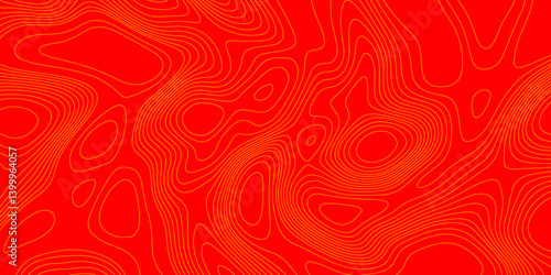 Background of the topography map abstract origami pattern cartography map with yellow lines, creating wavy textured red background with swirls pattern paper curved mountain reliefs background.