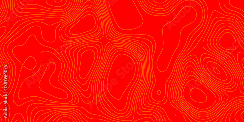 Background of the topography map abstract origami pattern cartography map with yellow lines, creating wavy textured red background with swirls pattern paper curved mountain reliefs background.