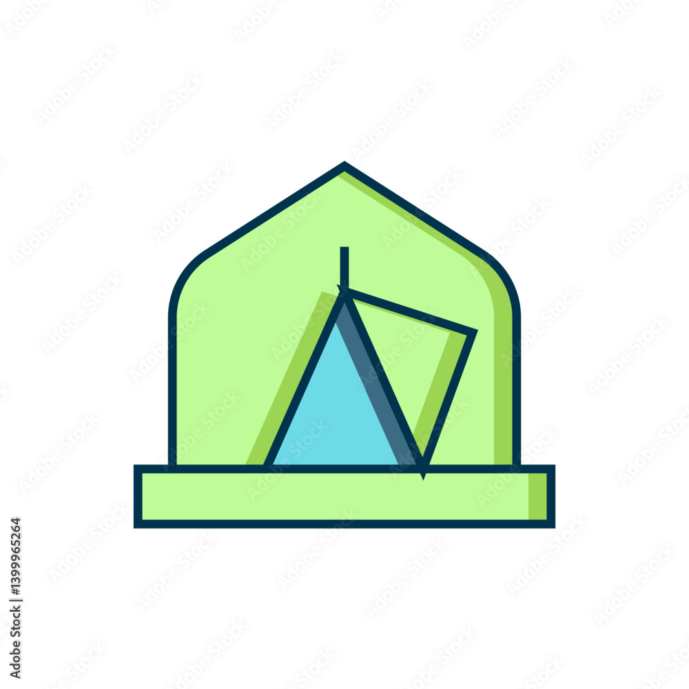 Filled outline Tourist tent icon isolated on white background. Camping symbol. Flat filled outline style with shadow. Vector