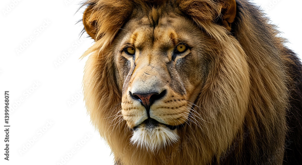 Fototapeta premium Majestic Lion Portrait: A Close-Up Study AI Generated