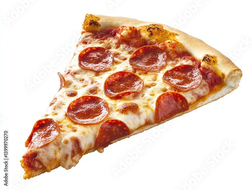 a cheesy pepperoni pizza slice clipart, fast food snack, watercolor illustration, vibrant tones, isolated on white background