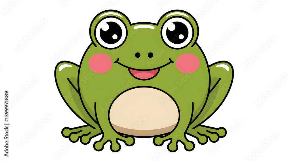 Adorable Cartoon Frog Illustration: Happy Amphibian Adorable Cartoon Frog Illustration: Happy Amphibian