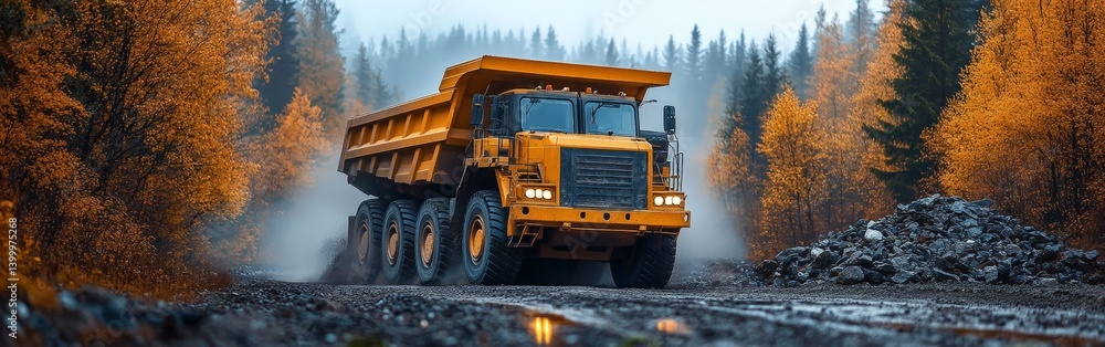 Mining Dump Truck Carrying Rocks in a Mining Quarry Mining Dump Truck Carrying Rocks in a Mining Quarry