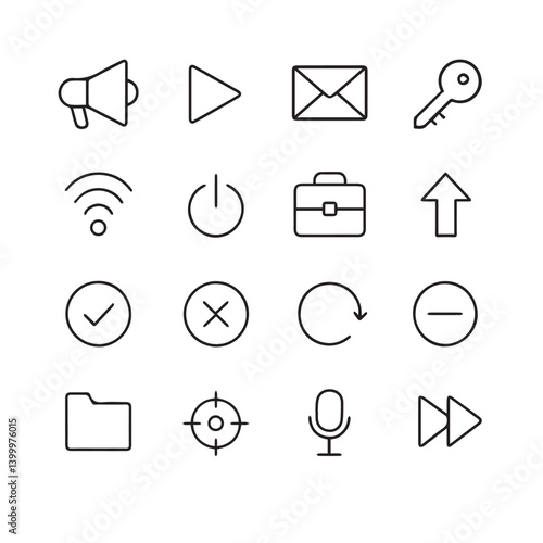 Icon Collection: Modern, minimalist icons offer instant visual cues for essential digital functions and concepts.