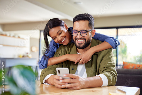Wallpaper Mural Happy couple using smartphone together Torontodigital.ca