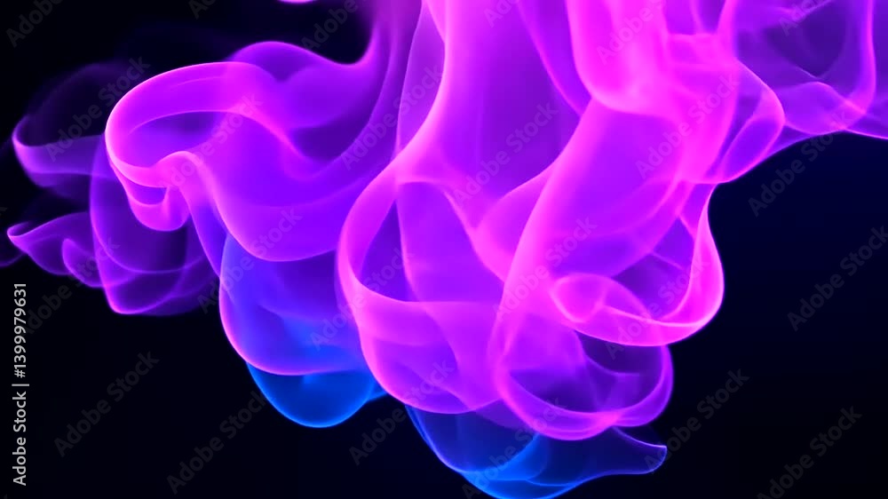 Colorful swirling smoke with vibrant purple and blue hues against a black background Colorful swirling smoke with vibrant purple and blue hues against a black background