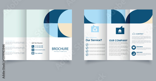 Minimalist Blue Trifold Brochure Template for Business or Corporate Use