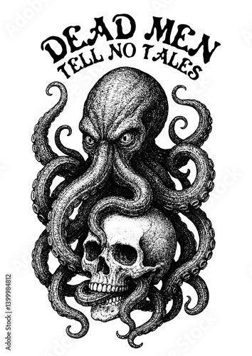 DEAD MEN TELL NO TALES. Kraken & Skull