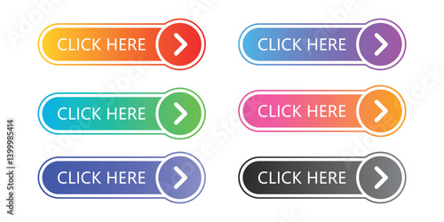 Click here banner icon in flat style. Ecommerce vector illustration on isolated background. Shopping button sign business concept.