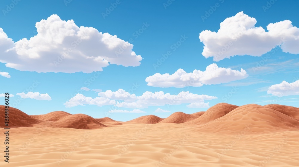 Naklejka premium Pixel Art Desert Landscape Under a Bright Blue Sky