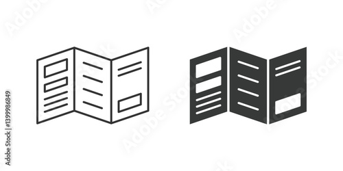 Brochure flyer stroke line icon in flat style. Booklet vector illustration on isolated background. Poster sign business concept.