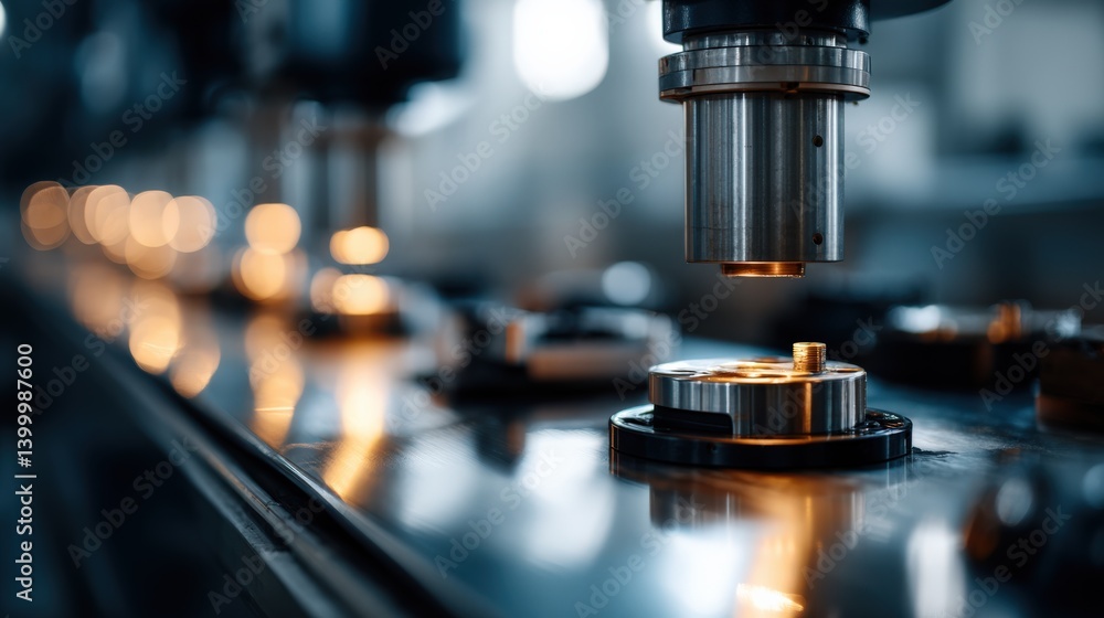 Machinery with Metallic Components on Reflective Surface Machinery with Metallic Components on Reflective Surface