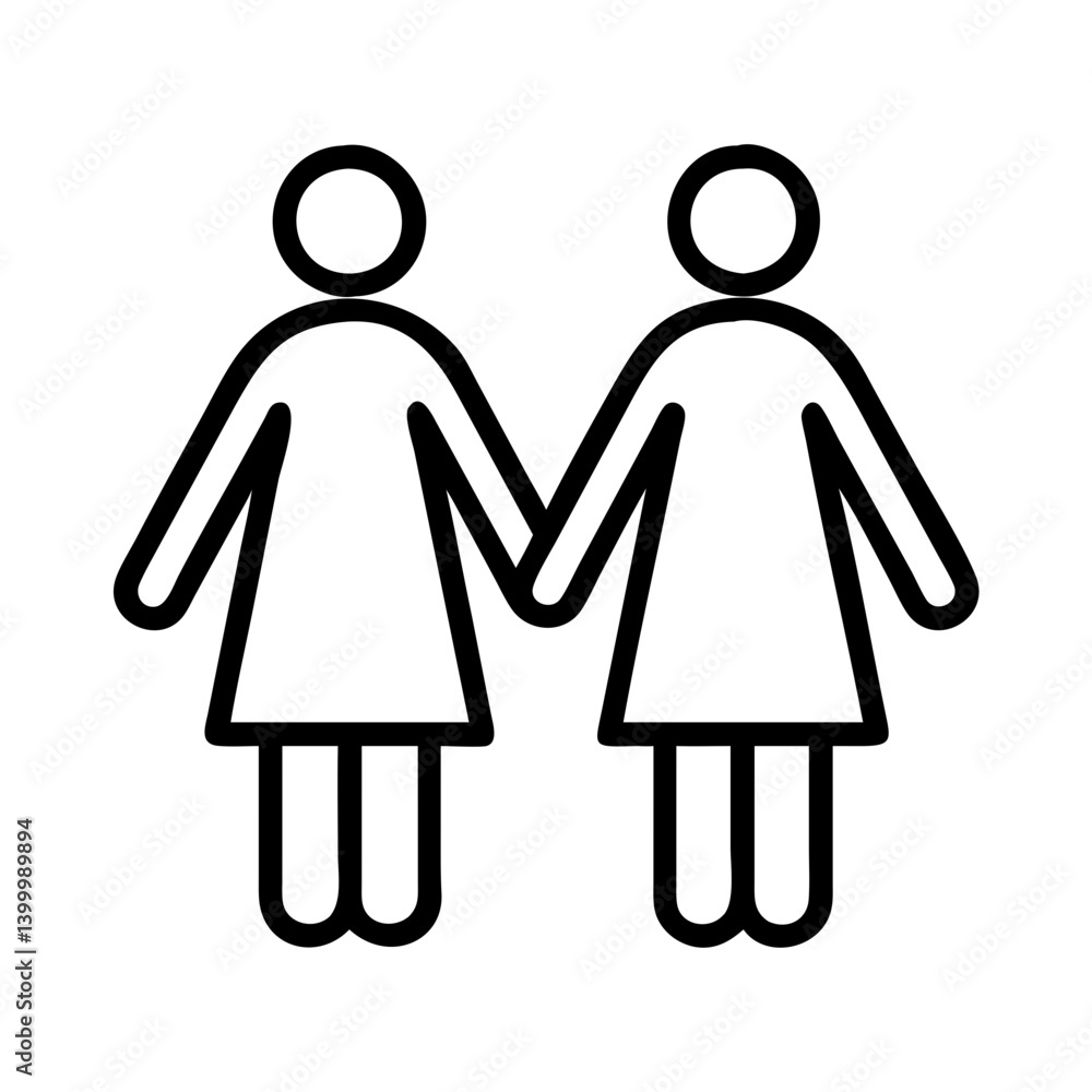Two women holding hands vector illustration for lesbian couple and lgbtq community support and love Two women holding hands vector illustration for lesbian couple and lgbtq community support and love