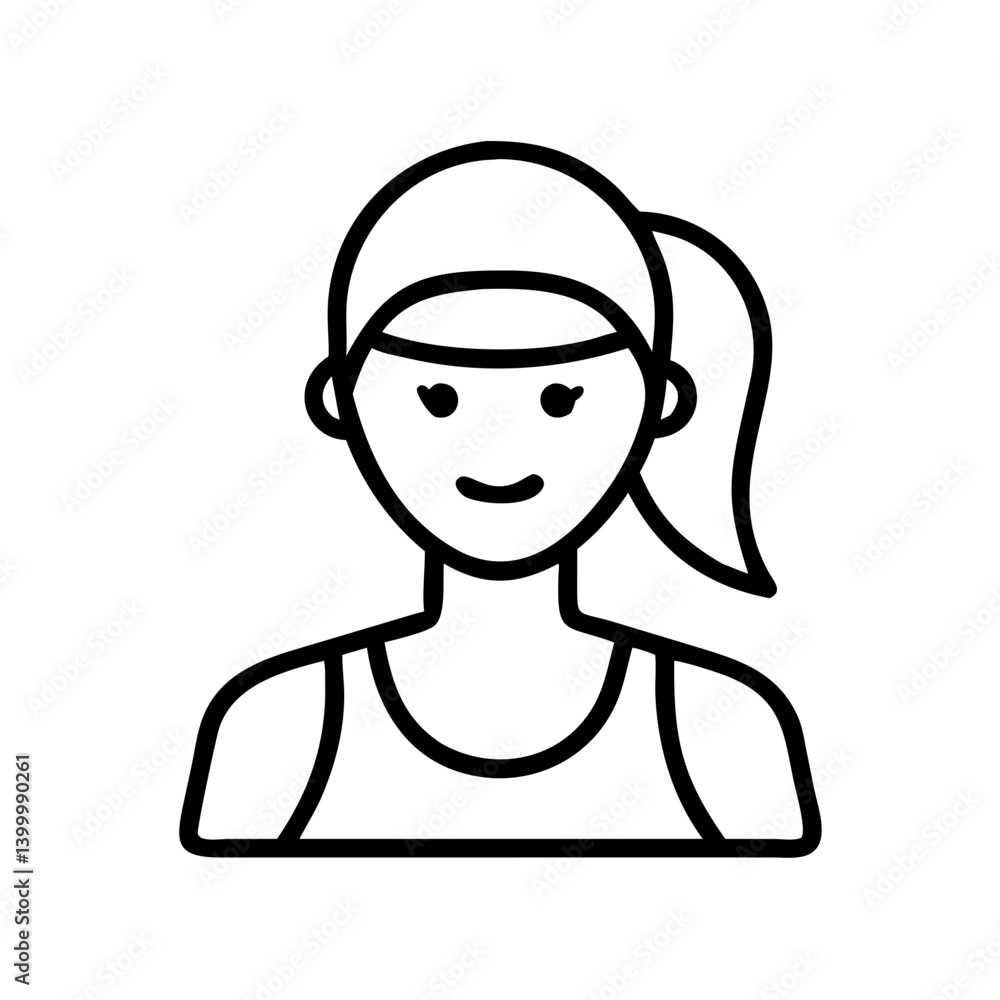 Woman fitness avatar icon vector illustration of female athlete with ponytail and headband workout girl Woman fitness avatar icon vector illustration of female athlete with ponytail and headband workout girl