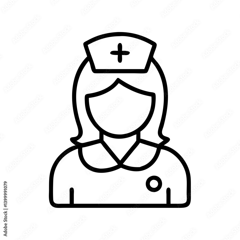 Nurse icon vector graphic design illustration of a healthcare professional wearing uniform and cap Nurse icon vector graphic design illustration of a healthcare professional wearing uniform and cap