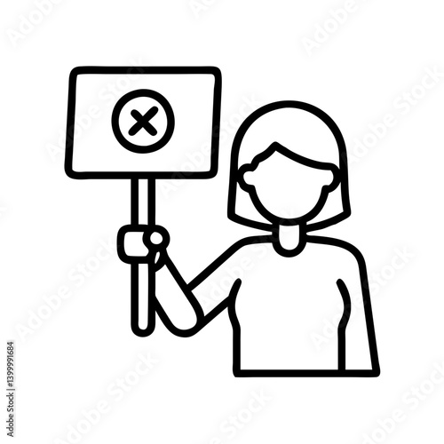 Woman protesting with sign vector illustration for demonstration rally and activism concept