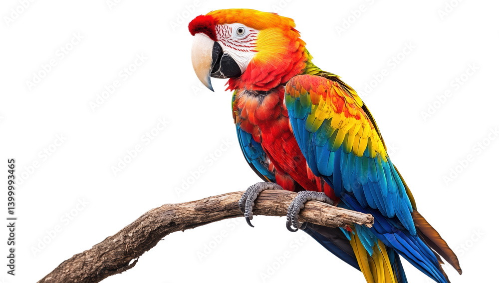 Obraz premium Colorful macaw parrot perched on branch tropical habitat wildlife photography