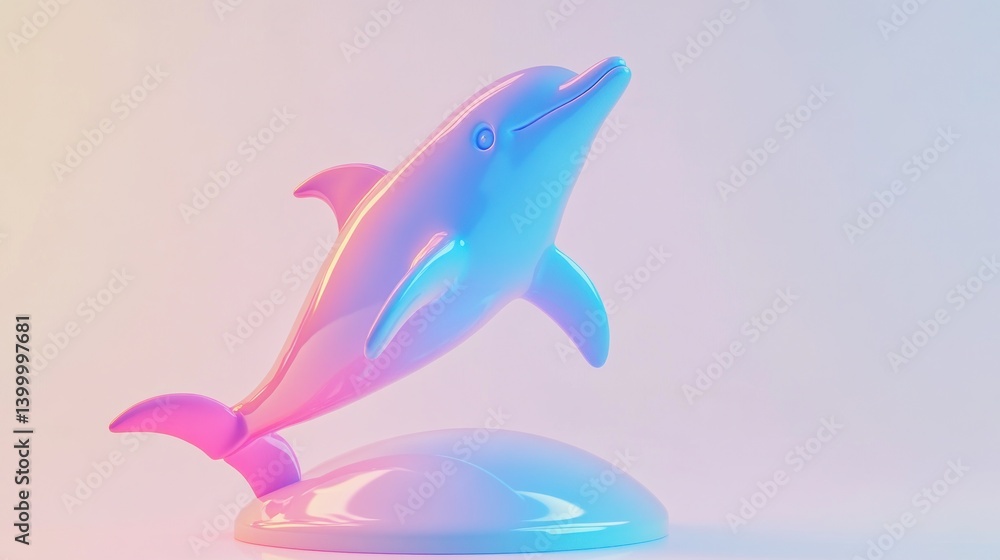 Fototapeta premium Pastel Dolphin Leaping on a Platform