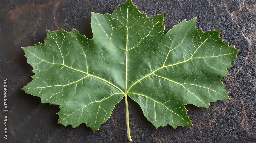 Single Green Leaf on Dark Textured Background Single Green Leaf on Dark Textured Background