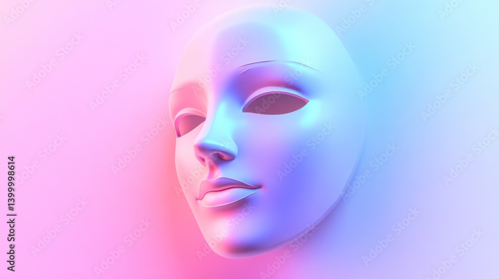 Pastel Venetian Mask on Gradient Background Pastel Venetian Mask on Gradient Background