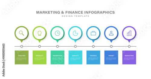 Process scale vector infographic template with 7 steps or options