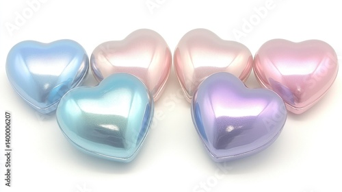 Assorted pastel heart-shaped gift boxes.