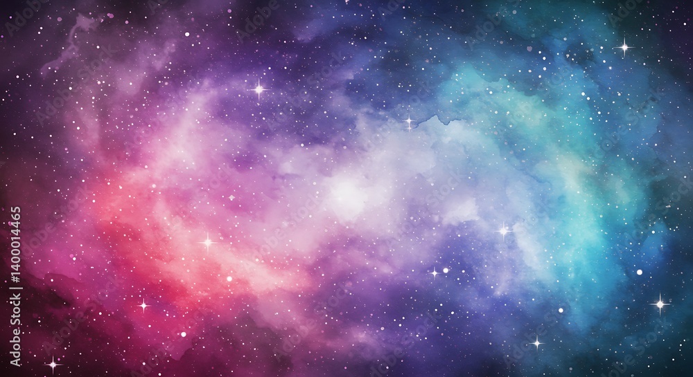 Fototapeta premium Cosmic Dreamscape: A Whirlwind of Pink, Teal, and Purple Nebulae AI Generated